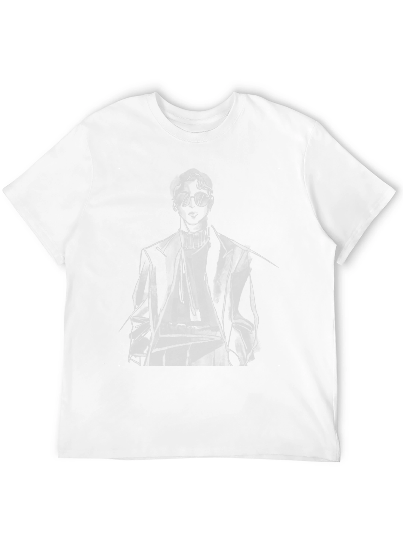 Stylish Man Sketch Graphic Tee - Black