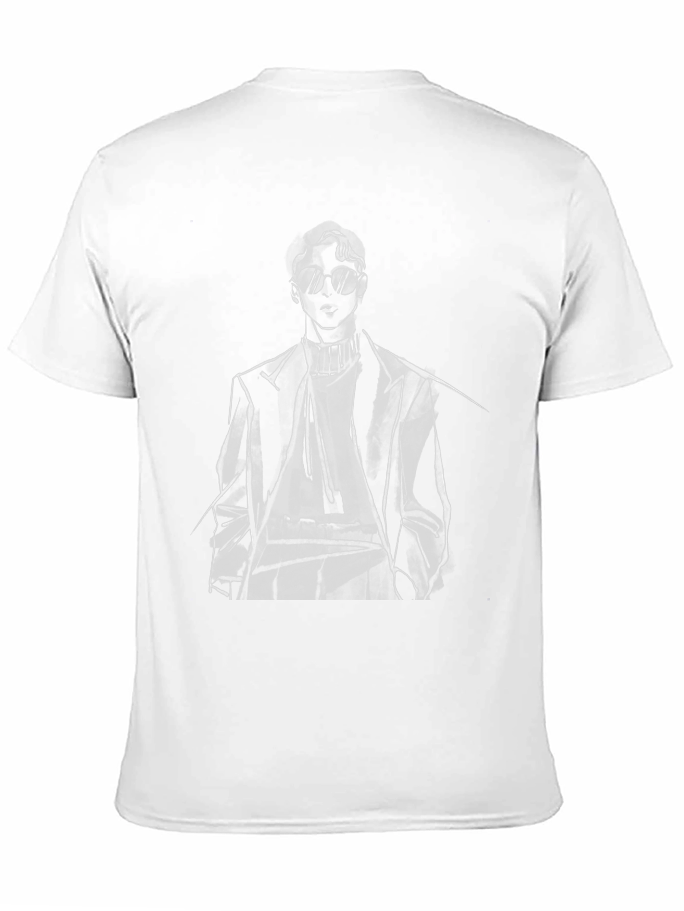 Stylish Man Sketch Graphic Tee - Black