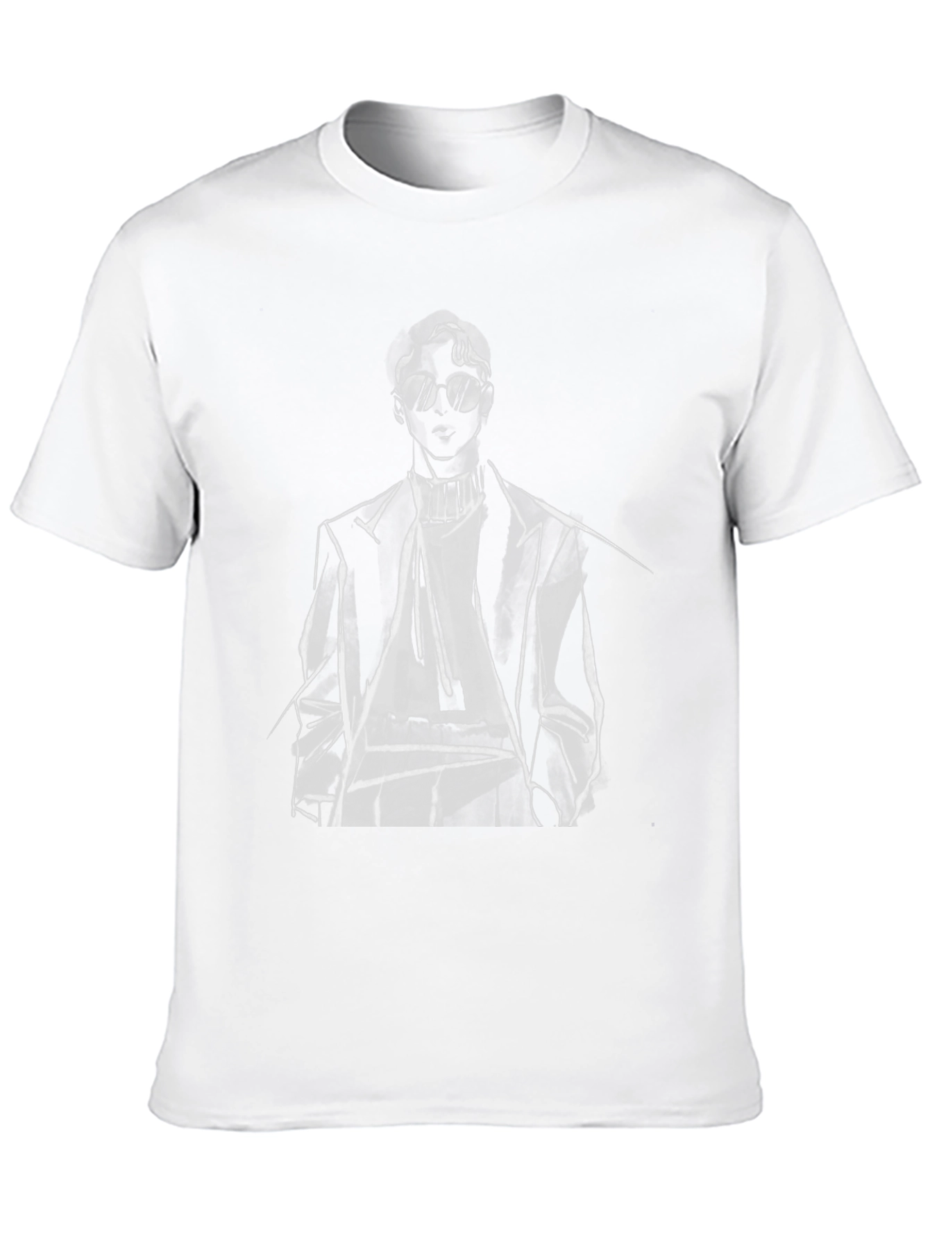 Stylish Man Sketch Graphic Tee - Black